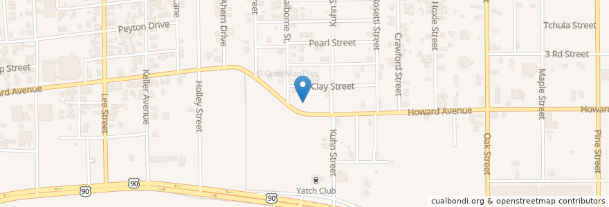 Mapa de ubicacion de Eat End United Methodist Church en الولايات المتّحدة الأمريكيّة, مسيسيبي, Harrison County, Biloxi.