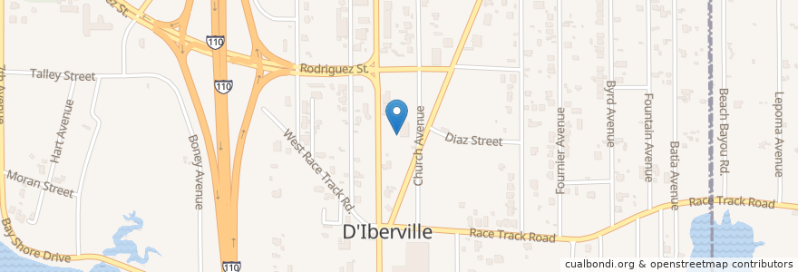 Mapa de ubicacion de First Baptist Church of D'Iberville en 미국, 미시시피, Harrison County, D'Iberville.