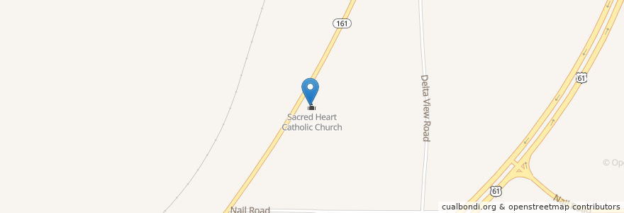 Mapa de ubicacion de Sacred Heart Catholic Church en États-Unis D'Amérique, Mississippi, Desoto County, Walls.