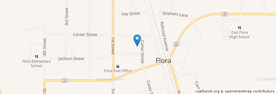 Mapa de ubicacion de Flora Baptist Church en Estados Unidos Da América, Mississippi, Madison County, Flora.