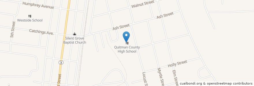 Mapa de ubicacion de Quitman County High School en Amerika Birleşik Devletleri, Mississippi, Quitman County, Marks.