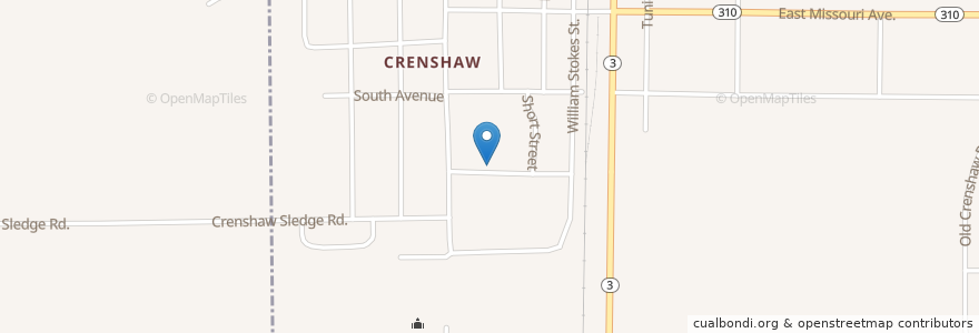 Mapa de ubicacion de Crenshaw Elementary School en アメリカ合衆国, ミシシッピ州, Panola County, Crenshaw.