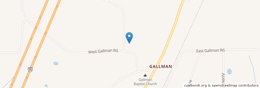 Mapa de ubicacion de Gallman Cemetery en United States, Mississippi, Copiah County.