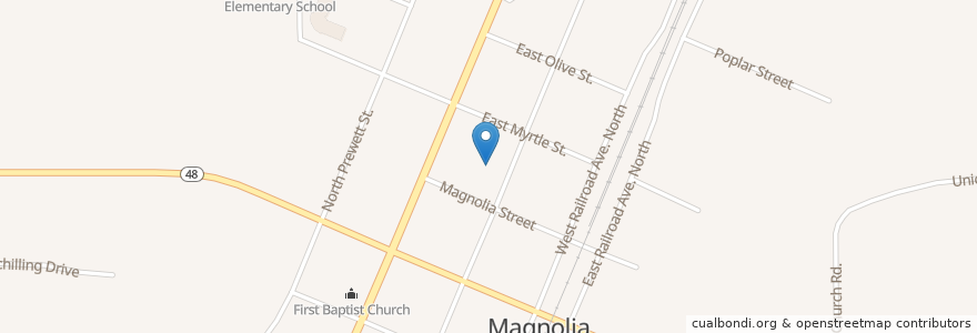 Mapa de ubicacion de Beacham Memorial Hospital en United States, Mississippi, Pike County, Magnolia.