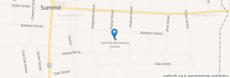 Mapa de ubicacion de Summit Elementary School en Estados Unidos Da América, Mississippi, Pike County, Summit.