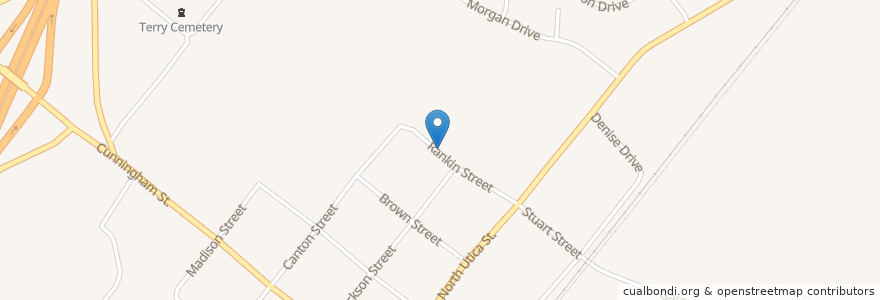 Mapa de ubicacion de Terry Grove Baptist Church en United States, Mississippi, Hinds County.