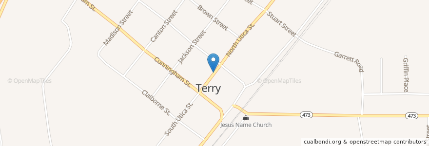 Mapa de ubicacion de Terry Sanctified Church en الولايات المتّحدة الأمريكيّة, مسيسيبي, Hinds County.
