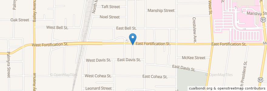 Mapa de ubicacion de Central United Methodist Church en United States, Mississippi, Hinds County, Jackson.