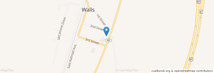Mapa de ubicacion de Walls Post Office en États-Unis D'Amérique, Mississippi, Desoto County, Walls.