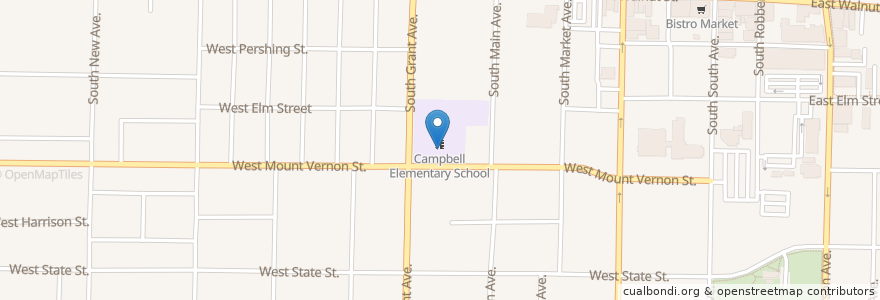 Mapa de ubicacion de Campbell School en الولايات المتّحدة الأمريكيّة, ميزوري, Greene County, Springfield.