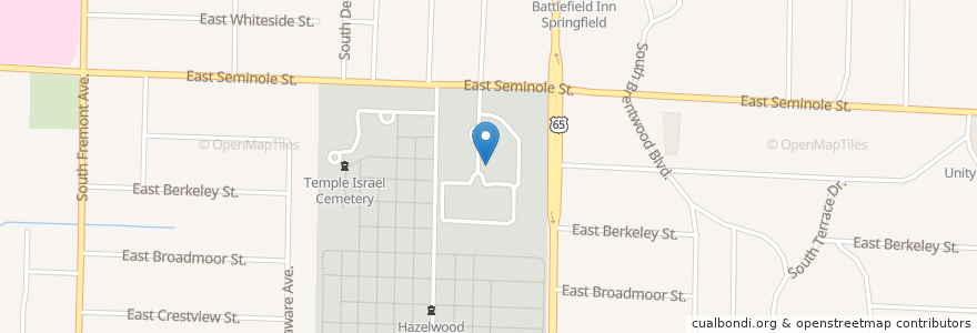 Mapa de ubicacion de Springfield National Cemetery en Estados Unidos De América, Misuri, Greene County, Springfield.