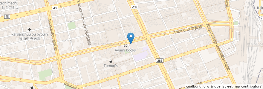 Mapa de ubicacion de 仙台銀行本店 en ژاپن, 宮城県, 仙台市, 青葉区.