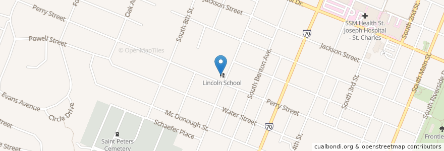 Mapa de ubicacion de Lincoln School en 미국, 미주리, Saint Charles County, Saint Charles.