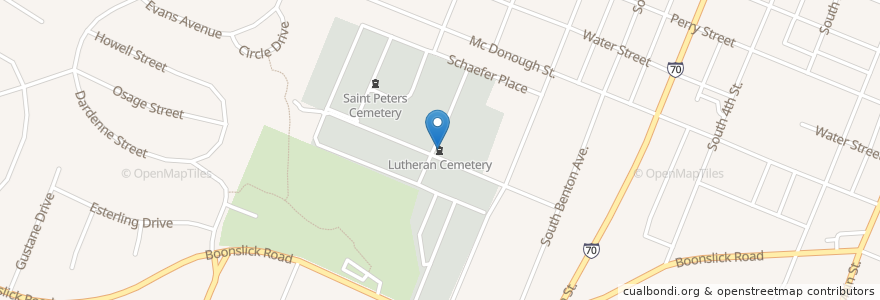 Mapa de ubicacion de Lutheran Cemetery en Estados Unidos De América, Misuri, Saint Charles County, Saint Charles.