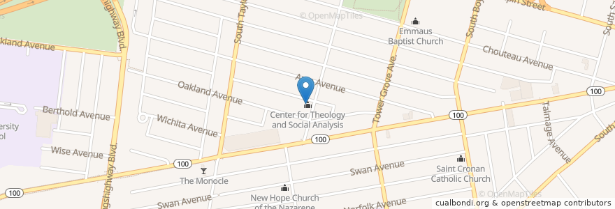 Mapa de ubicacion de Center for Theology and Social Analysis en États-Unis D'Amérique, Missouri, City Of Saint Louis, St. Louis.