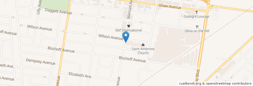 Mapa de ubicacion de Saint Ambrose Church en Estados Unidos Da América, Missouri, City Of Saint Louis, St. Louis.