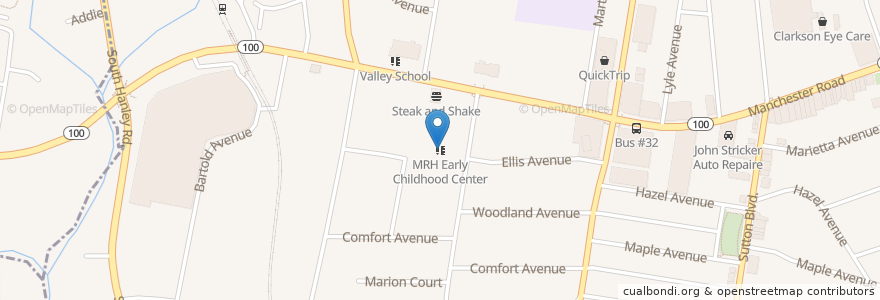 Mapa de ubicacion de MRH Early Childhood Center en États-Unis D'Amérique, Missouri, Saint Louis County, Maplewood.