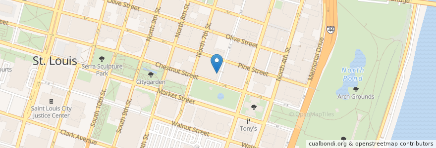 Mapa de ubicacion de Jefferson Memorial Post Office en 美利坚合众国/美利堅合眾國, 密蘇里州, City Of Saint Louis, St. Louis.