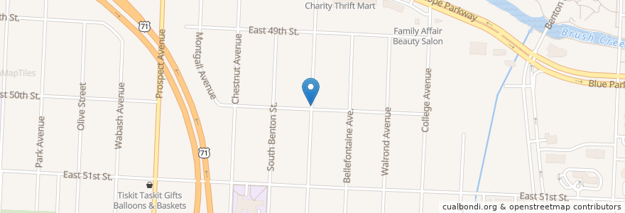 Mapa de ubicacion de Mount of Transfiguration Baptist Church en 미국, 미주리, Kansas City, Jackson County.