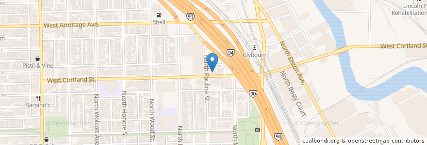 Mapa de ubicacion de Riverside Cafe en Amerika Birleşik Devletleri, Illinois, Chicago.