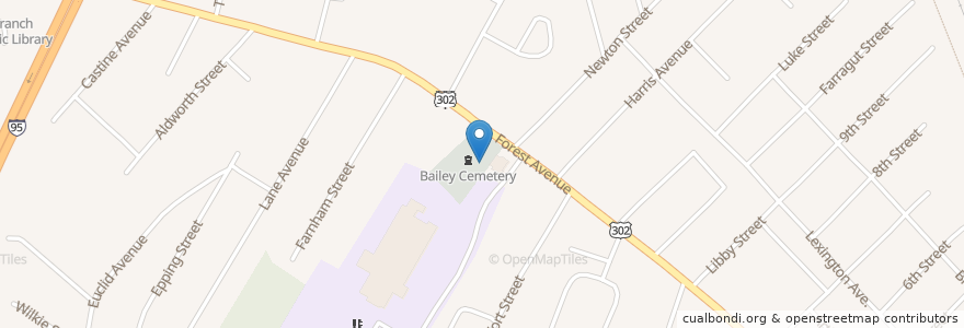 Mapa de ubicacion de Bailey Cemetery en Estados Unidos De América, Maine, Cumberland County, Portland.