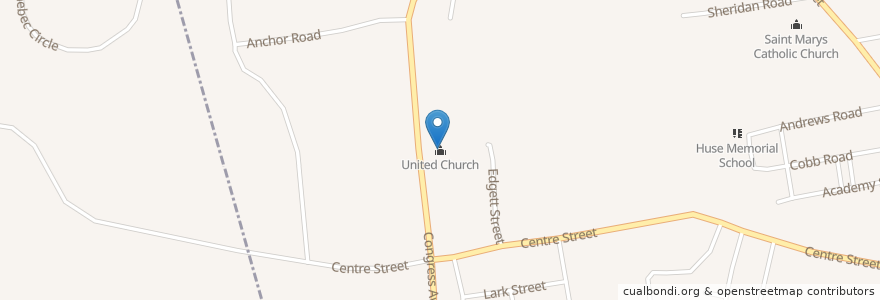 Mapa de ubicacion de United Church en 美利坚合众国/美利堅合眾國, 缅因州 / 緬因州, Sagadahoc County, Bath.