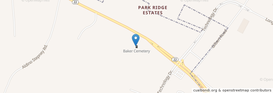 Mapa de ubicacion de Baker Cemetery en United States, Maryland, Harford County.