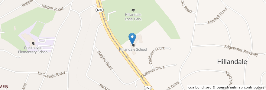 Mapa de ubicacion de Hillandale School en Amerika Syarikat, Maryland, Hillandale, Montgomery County, White Oak.