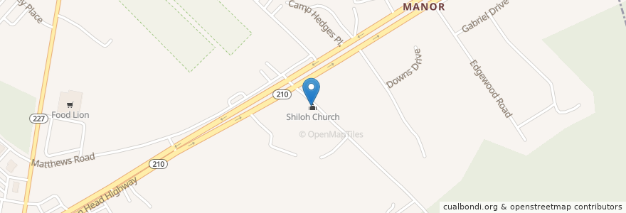 Mapa de ubicacion de Shiloh Church en États-Unis D'Amérique, Maryland, Charles County, Bryans Road.