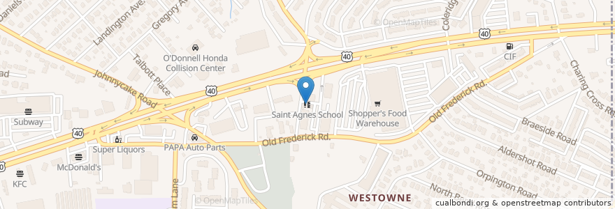 Mapa de ubicacion de Saint Agnes School en United States, Maryland, Baltimore County.