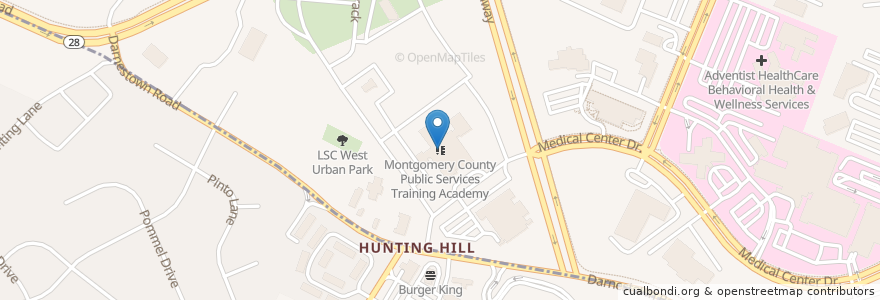 Mapa de ubicacion de Montgomery County Public Services Training Academy en États-Unis D'Amérique, Maryland, Montgomery County.