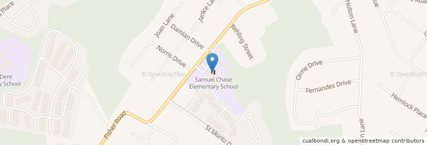 Mapa de ubicacion de Samuel Chase Elementary School en United States, Maryland, Prince George's County, Temple Hills.