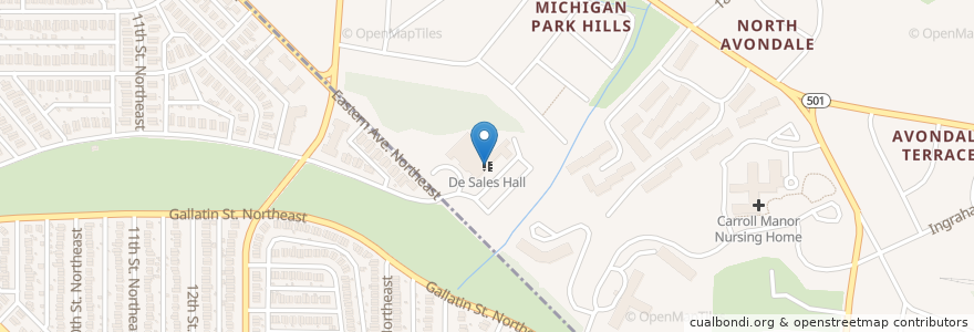 Mapa de ubicacion de De Sales Hall en 미국, 메릴랜드, Prince George's County, Chillum.
