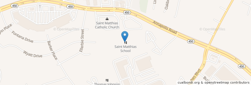 Mapa de ubicacion de Saint Matthias School en Amerika Birleşik Devletleri, Maryland, Prince George's County, Lanham-Seabrook.