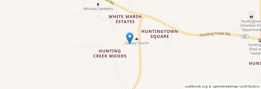 Mapa de ubicacion de Calvary Cemetery en United States, Maryland, Calvert County, Huntingtown.