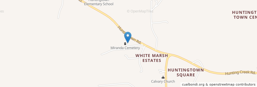 Mapa de ubicacion de Miranda Cemetery en الولايات المتّحدة الأمريكيّة, ماريلاند, Calvert County, Huntingtown.