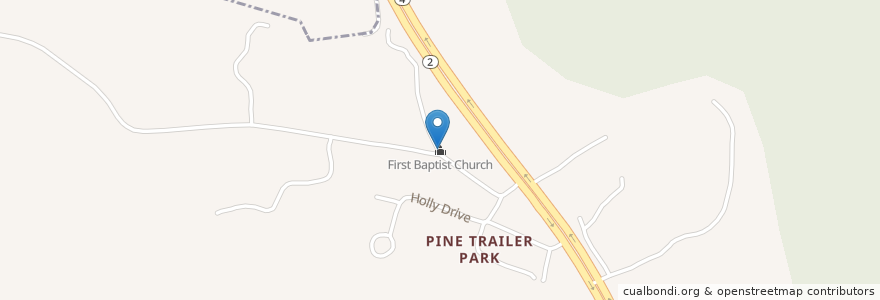 Mapa de ubicacion de First Baptist Church en アメリカ合衆国, メリーランド州, Calvert County.