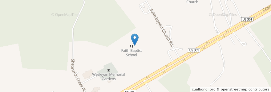 Mapa de ubicacion de Faith Baptist Church en United States, Maryland, Charles County.