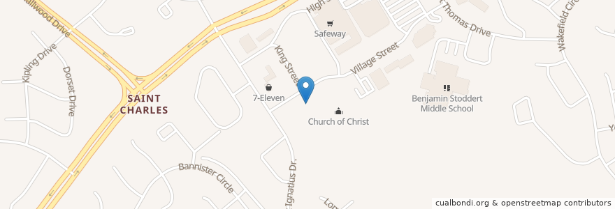 Mapa de ubicacion de Church of Christ en アメリカ合衆国, メリーランド州, Charles County, St. Charles.