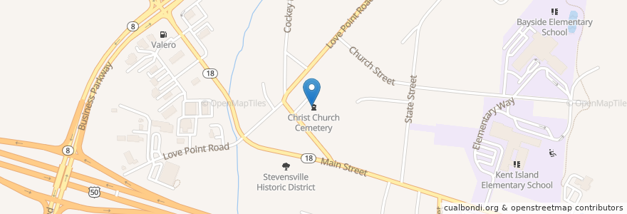 Mapa de ubicacion de Christ Church Cemetery en Amerika Birleşik Devletleri, Maryland, Queen Anne's County.
