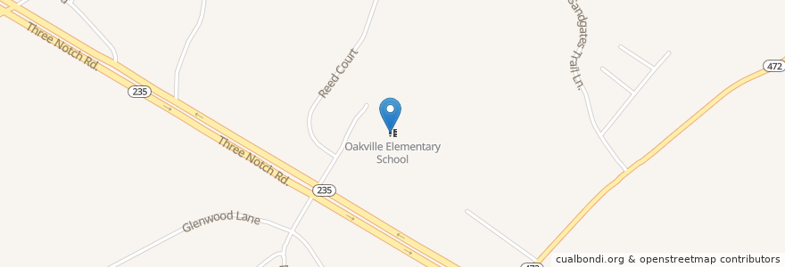 Mapa de ubicacion de Oakville Elementary School en アメリカ合衆国, メリーランド州, Saint Mary's County.