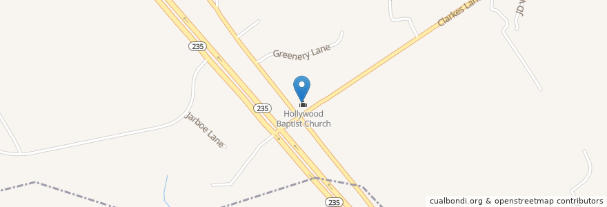 Mapa de ubicacion de Hollywood Baptist Church en アメリカ合衆国, メリーランド州, Saint Mary's County.