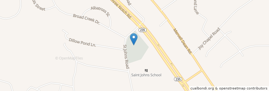 Mapa de ubicacion de Saint Johns Cemetery en Stati Uniti D'America, Maryland, Saint Mary's County.