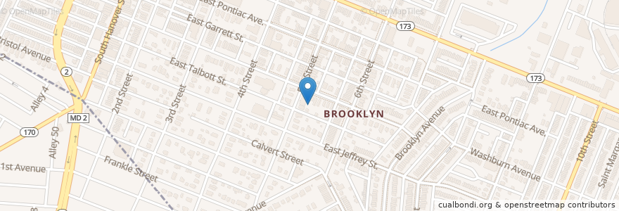 Mapa de ubicacion de First Baptist Church of Brooklyn en الولايات المتّحدة الأمريكيّة, ماريلاند, بالتيمور.