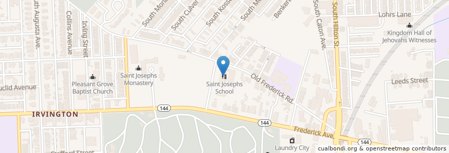 Mapa de ubicacion de Saint Josephs School en 미국, 메릴랜드, Baltimore.