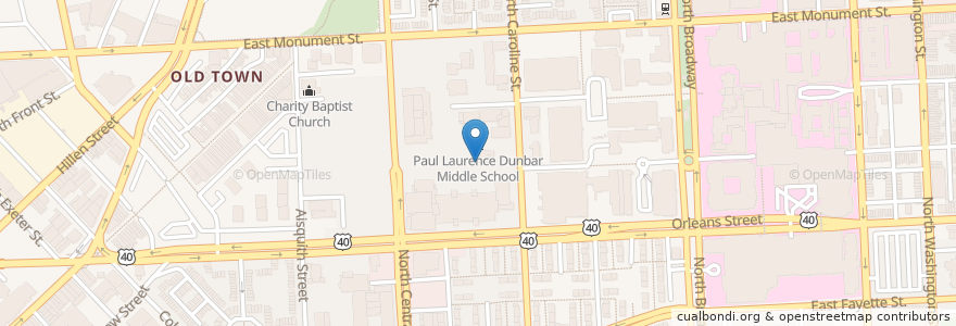 Mapa de ubicacion de Sojourner Douglas College en アメリカ合衆国, メリーランド州, Baltimore.
