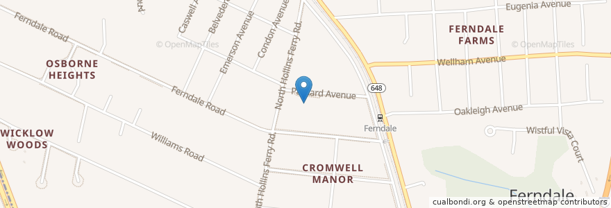 Mapa de ubicacion de Ferndale Elementary School en 미국, 메릴랜드, Anne Arundel County, Ferndale.
