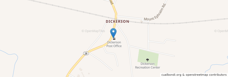 Mapa de ubicacion de Dickerson Post Office en 美利坚合众国/美利堅合眾國, 马里兰州, Montgomery County.