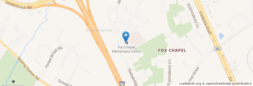 Mapa de ubicacion de Fox Chapel Elementary School en アメリカ合衆国, メリーランド州, Montgomery County, Germantown.