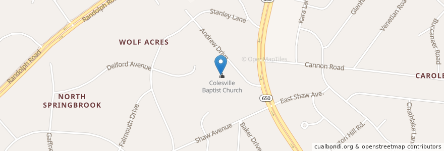 Mapa de ubicacion de Colesville Baptist Church en Vereinigte Staaten Von Amerika, Maryland, Montgomery County, Colesville.